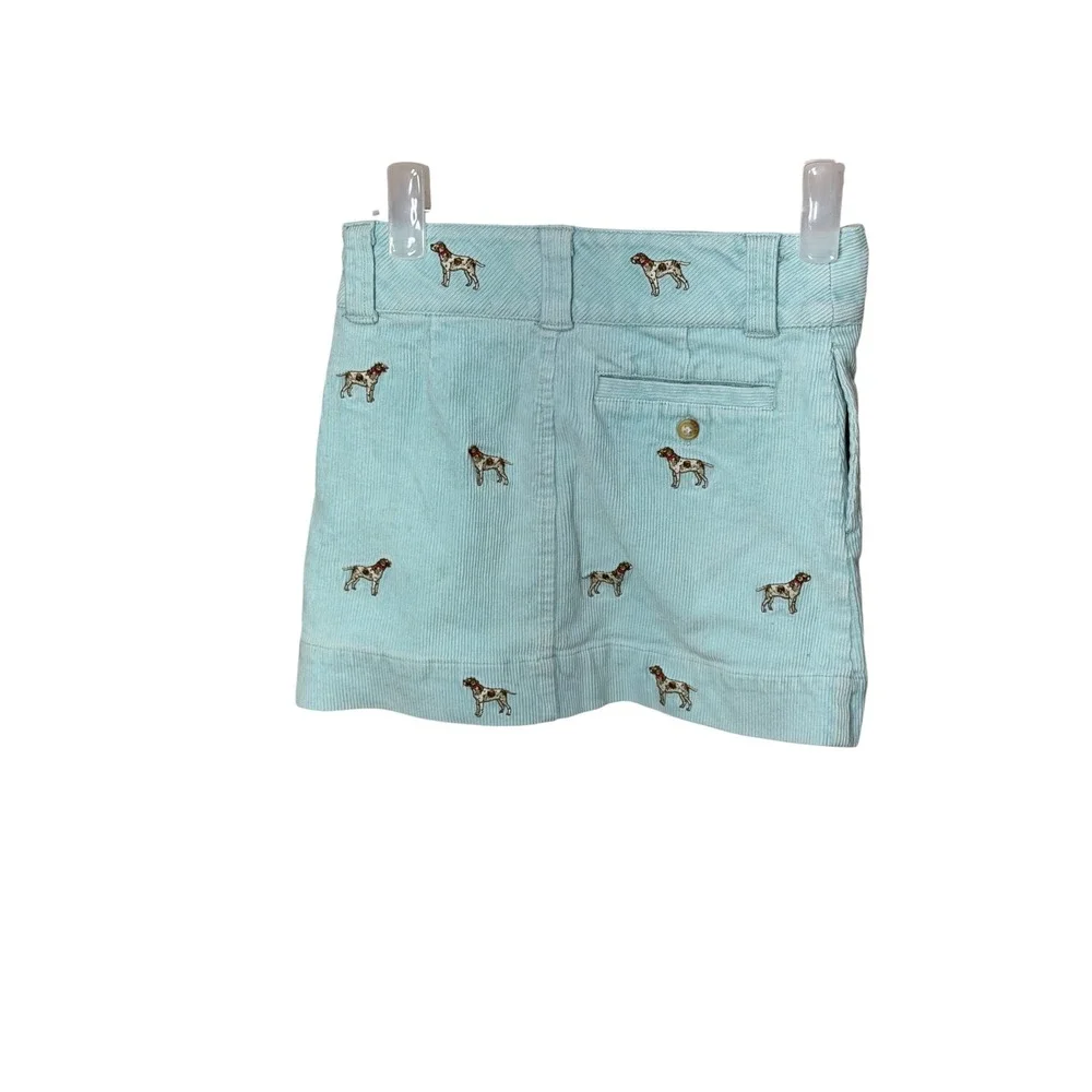 Ralph‎ Lauren Girls Light Blue/green Corduroy Embroidered Dog Mini Skirt Size 6